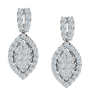 1.00 Carat of Lab Grown Diamonds Earrings, 10kt White Gold.....................NOW