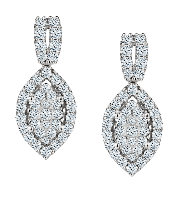 1.00 Carat of Lab Grown Diamonds Earrings, 10kt White Gold.....................NOW