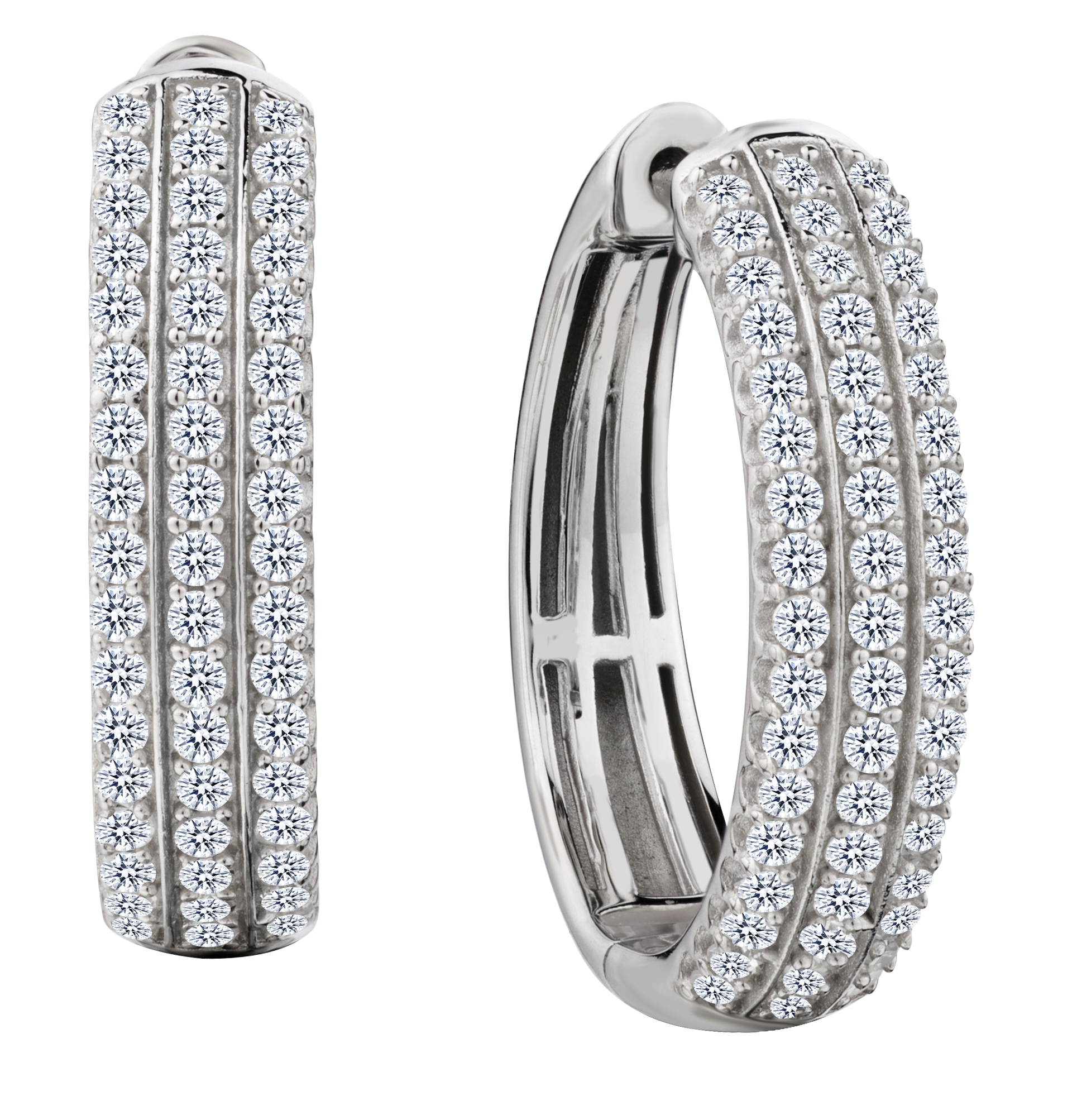 1.00 Carat of Lab Grown Diamonds Hoop Earrings, Silver.....................NOW