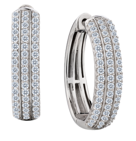 1.00 Carat of Lab Grown Diamonds Hoop Earrings, Silver.....................NOW