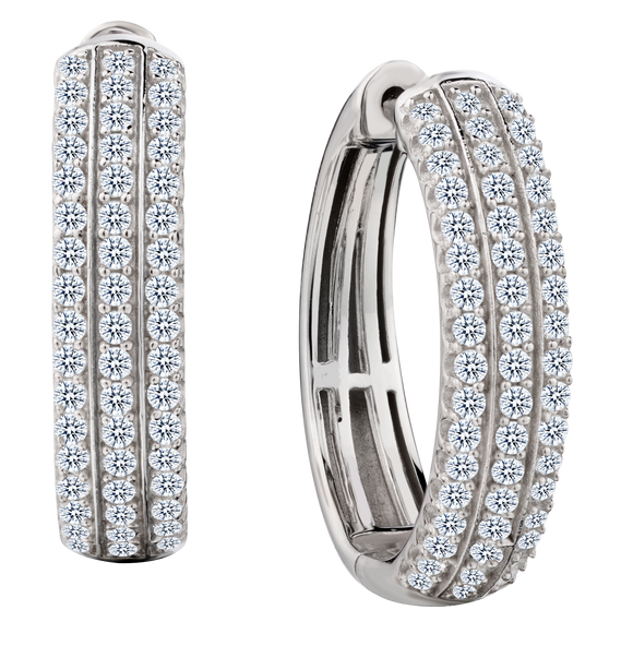 1.00 Carat of Lab Grown Diamonds Hoop Earrings, Silver.....................NOW