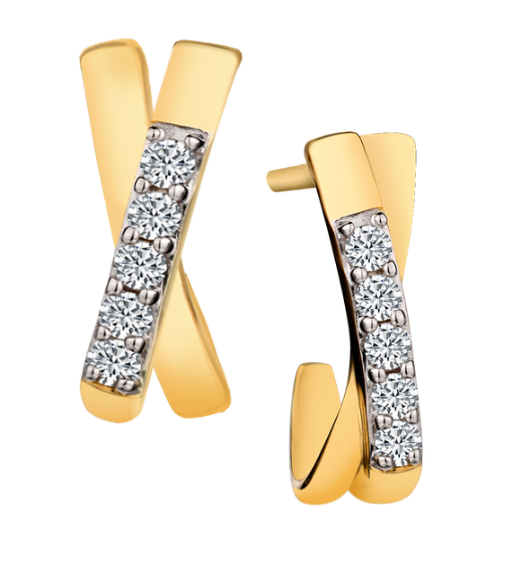 .11 Carat of Lab Grown Diamonds Earrings, 10kt Yellow Gold.....................NOW