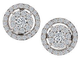 .75 Carat of Lab Grown Diamonds Halo Earrings, 10kt White Gold.....................NOW