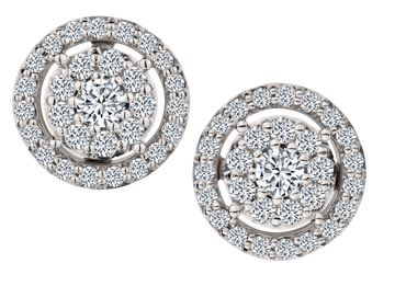 .75 Carat of Lab Grown Diamonds Halo Earrings, 10kt White Gold.....................NOW