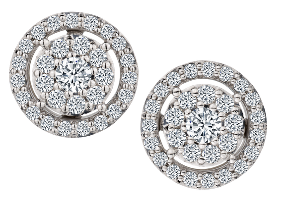 .75 Carat of Lab Grown Diamonds Halo Earrings, 10kt White Gold.....................NOW