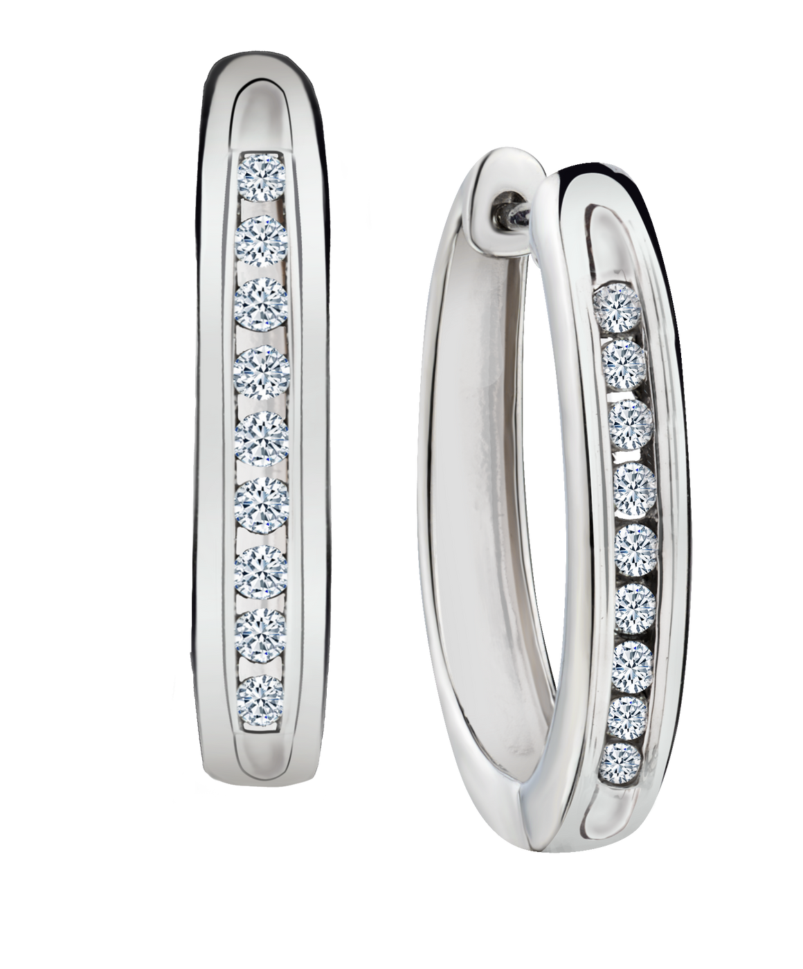 .30 Carat of Lab Grown Diamond Channel Set Hoop Earrings, Silver