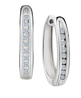 .30 Carat of Lab Grown Diamond Channel Set Hoop Earrings, Silver.....................NOW