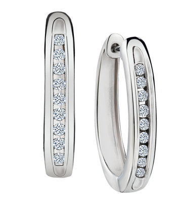 .30 Carat of Lab Grown Diamond Channel Set Hoop Earrings, Silver.....................NOW