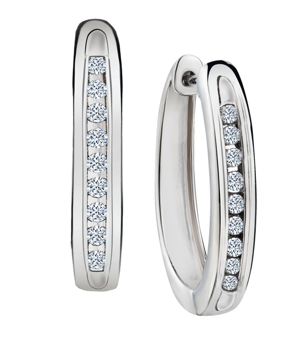 .30 Carat of Lab Grown Diamond Channel Set Hoop Earrings, Silver.....................NOW