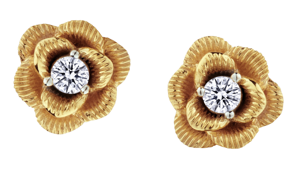 .10 Carat of Lab Grown Diamonds "Rose" Earrings, 10kt Yellow Gold.....................NOW