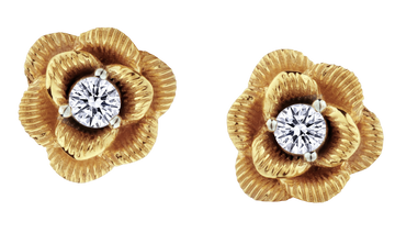 .10 Carat of Lab Grown Diamonds "Rose" Earrings, 10kt Yellow Gold.....................NOW