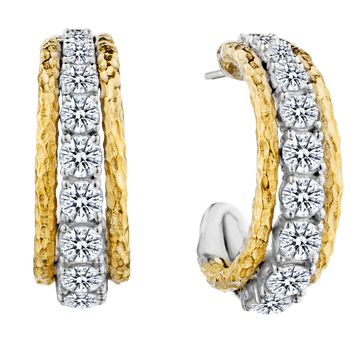.75 Carat of Lab Grown Diamonds Huggies, 10kt Two Tone.....................NOW