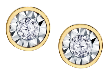 .10 Carat of Lab Grown Diamonds "Miracle" Bezel Set Stud Earrings, 10kt Yellow Gold.....................NOW - Griffin Jewellery Designs