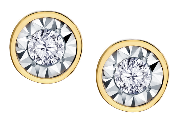 .10 Carat of Lab Grown Diamonds "Miracle" Bezel Set Stud Earrings, 10kt Yellow Gold.....................NOW - Griffin Jewellery Designs