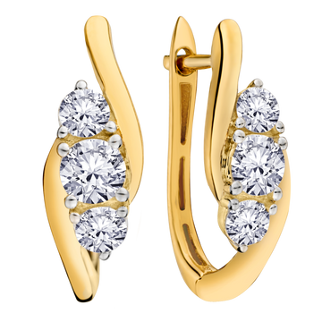 1.00 Carat Of Lab Grown Diamonds "Past, Present, Future" French Back Earrings, 10kt Yellow Gold.....................NOW