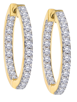 1.00 Carat Of Lab Grown Diamonds "In-Out" Hoop Earrings, 10kt Yellow Gold.....................NOW