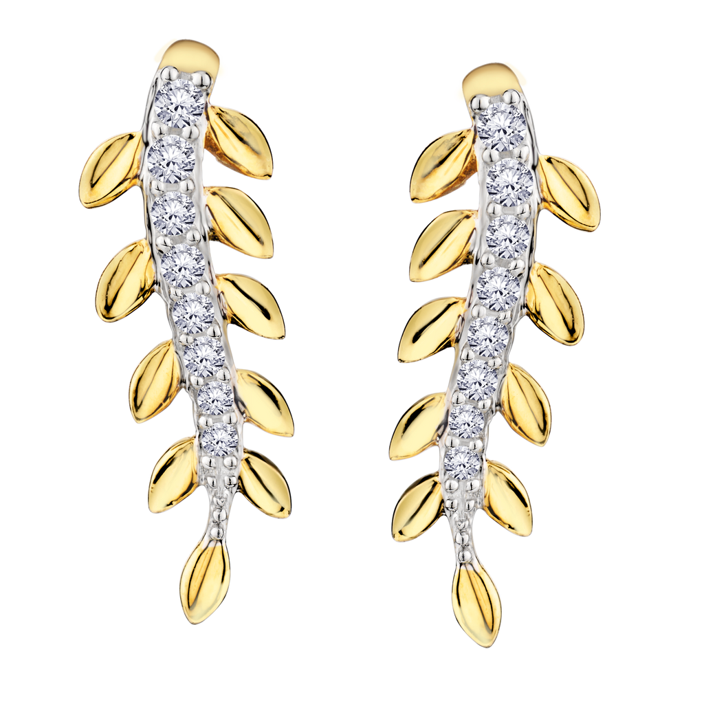 .10 Carat Of Lab Grown Diamonds "Leaf" Earrings, 10kt Yellow Gold.....................NOW