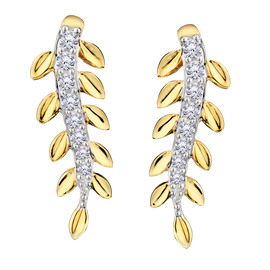 .10 Carat Of Lab Grown Diamonds "Leaf" Earrings, 10kt Yellow Gold.....................NOW