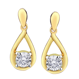 .05 Carat Of Lab Grown Diamonds Drop Earrings, 10kt Yellow Gold.....................NOW