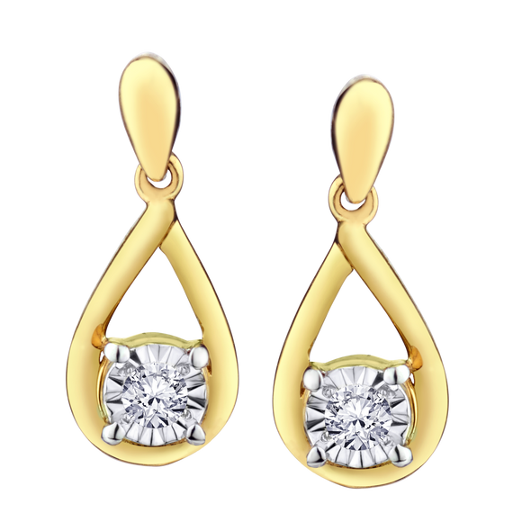 .05 Carat Of Lab Grown Diamonds Drop Earrings, 10kt Yellow Gold.....................NOW
