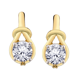 1.00 Carat Of Lab Grown Diamonds Earrings, 10kt Yellow Gold.....................NOW