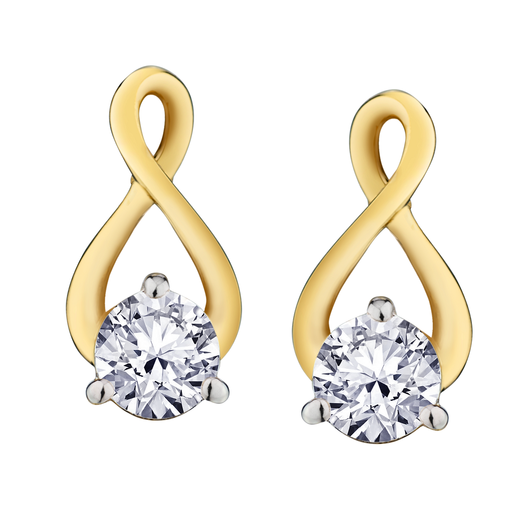 1.00 Carat Of Lab Grown Diamonds "Infinity" Earrings, 10kt Yellow Gold.....................NOW