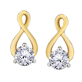 1.00 Carat Of Lab Grown Diamonds "Infinity" Earrings, 10kt Yellow Gold.....................NOW