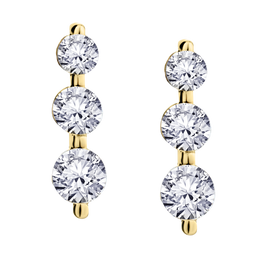 .33 Carat Of Lab Grown Diamonds "Past, Present, Future" Earrings, 10kt Yellow Gold.....................NOW
