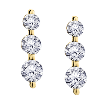 .33 Carat Of Lab Grown Diamonds "Past, Present, Future" Earrings, 10kt Yellow Gold.....................NOW