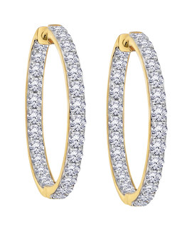 2.00 Carat Of Lab Grown Diamonds "In-Out" Hoop Earrings, 10kt Yellow Gold.....................NOW