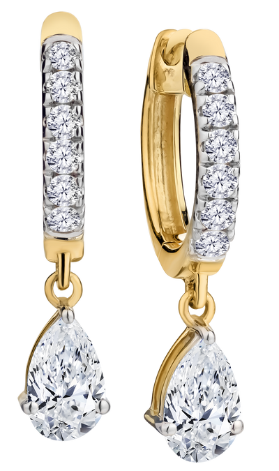 1.00 Carat of Lab Grown Diamonds Drop Earrings, 10kt Yellow Gold.....................NOW