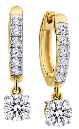 1.00 Carat of Lab Grown Diamonds Hoop Earrings, 10kt Yellow Gold.....................NOW