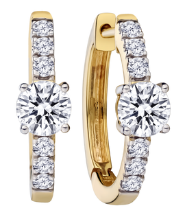 1.00 Carat of Lab Grown Diamonds Hoop Earrings, 10kt Yellow Gold.....................NOW