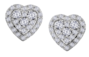 .33 Carat of Lab Grown Diamonds Heart Earrings, 10kt White Gold.....................NOW