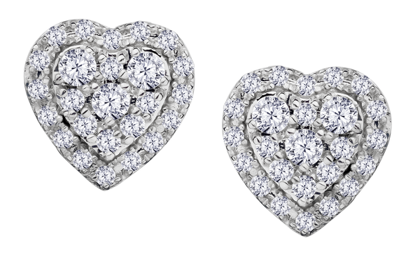 .33 Carat of Lab Grown Diamonds Heart Earrings, 10kt White Gold.....................NOW