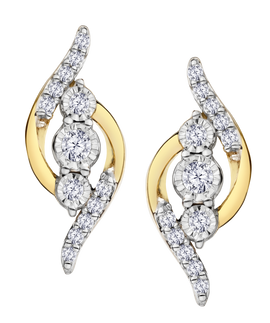 .50 Carat of Lab Grown Diamonds "Past, Present, Future" Earrings, 10kt Yellow Gold.....................NOW