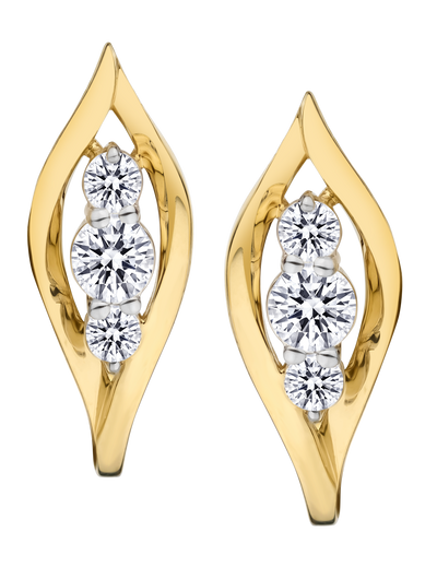 .50 Carat of Lab Grown Diamonds "Past, Present, Future" Earrings, 10kt Yellow Gold.....................NOW