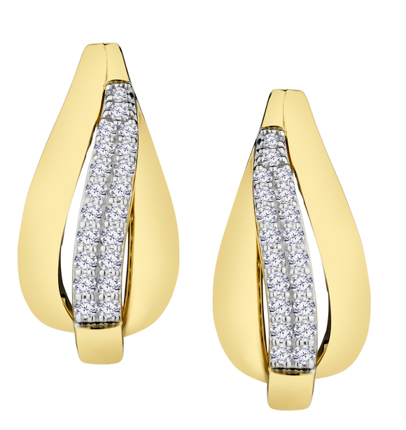 .25 Carat of Lab Grown Diamonds Earrings, 10kt Yellow Gold.....................NOW