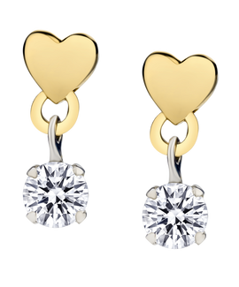 .20 Carat of Lab Grown Diamonds Heart Earrings, 10kt Yellow and White Gold.....................NOW