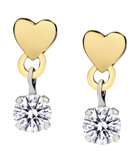 .20 Carat of Lab Grown Diamonds Heart Earrings, 10kt Yellow and White Gold.....................NOW