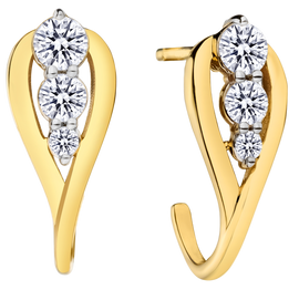 .33 Carat of Lab Grown Diamonds "Past, Present, Future" Earrings, 10kt Yellow Gold.....................NOW