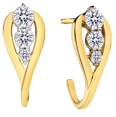.33 Carat of Lab Grown Diamonds "Past, Present, Future" Earrings, 10kt Yellow Gold.....................NOW