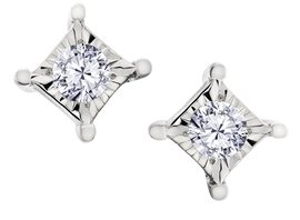 .15 Carat of Lab Grown Diamonds Square Shape Earrings, Sterling Silver.....................NOW - Griffin Jewellery Designs