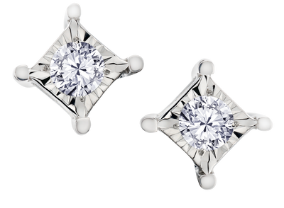 .15 Carat of Lab Grown Diamonds Square Shape Earrings, Sterling Silver.....................NOW - Griffin Jewellery Designs
