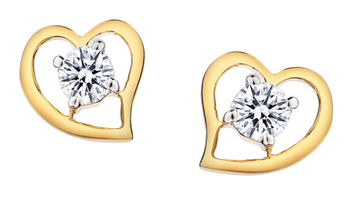 .34 Carat of Lab Grown Diamonds Heart Stud Earrings, 10kt Yellow Gold.....................NOW - Griffin Jewellery Designs