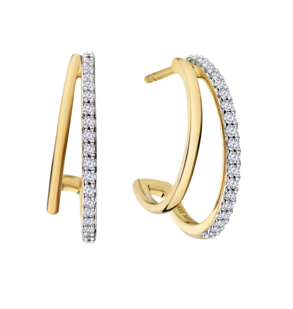 .20 Carat of Lab Grown Diamonds Double Row Hoop Earrings, 10kt Yellow Gold.....................NOW - Griffin Jewellery Designs