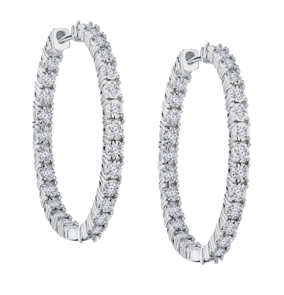 1.00 Carat of Lab Grown Diamonds "In-Out" Hoop Earrings, Sterling Silver.....................NOW - Griffin Jewellery Designs