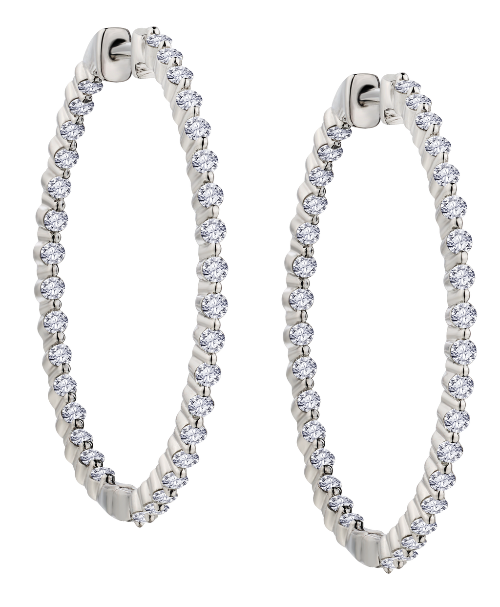 1.50 Carat Lab Grown Diamond "In-Out" Hoop Earrings, 10kt White Gold.....................NOW