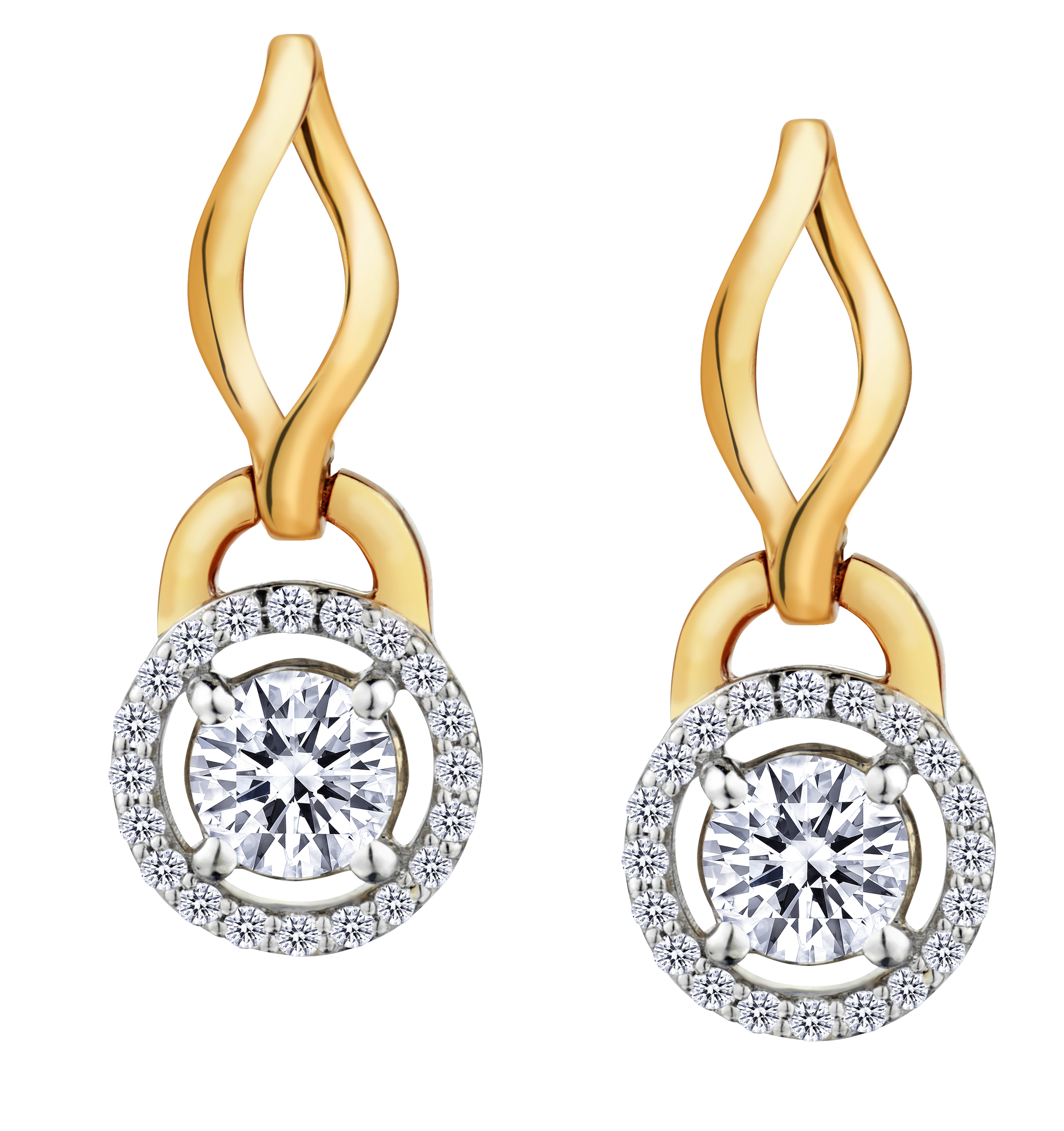 .93 Carat of Lab Grown Diamonds Halo Drop Earrings, 10kt Yellow Gold.....................NOW