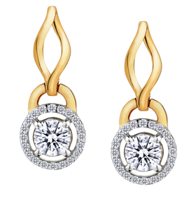 .93 Carat of Lab Grown Diamonds Halo Drop Earrings, 10kt Yellow Gold.....................NOW